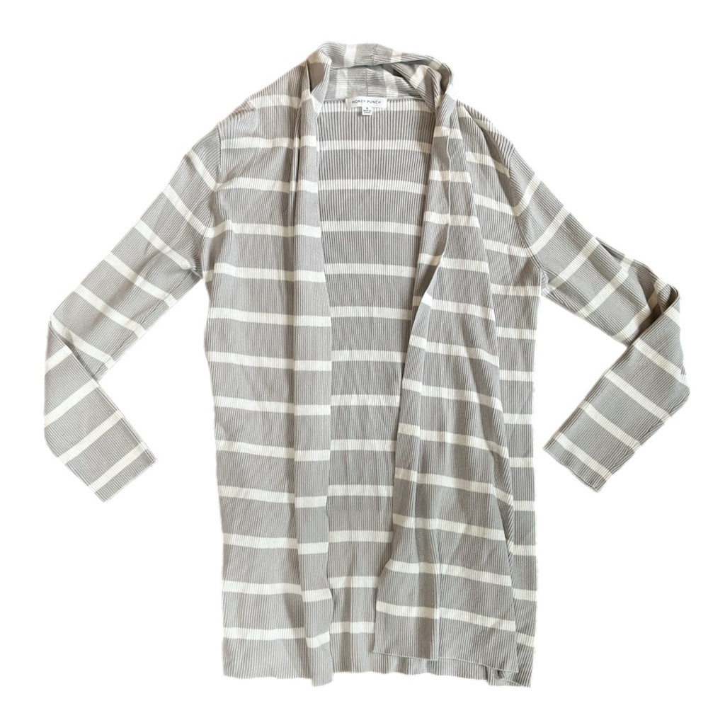 Striped Open Front Cardigan
